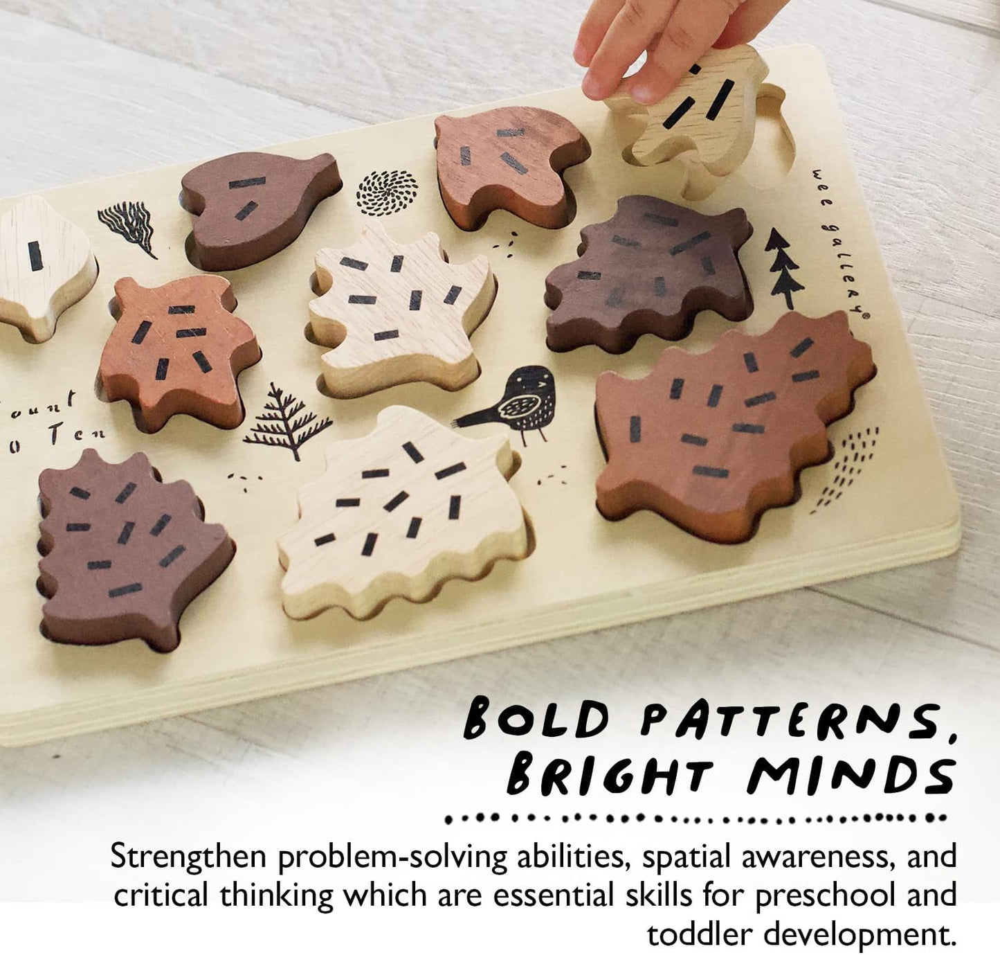 Wee Gallery Wooden Puzzles for Toddlers 1-3 – Count to Ten Ladybugs Toddler Puzzle, Puzzles for 1 Year Old & Up, Wooden Toddler Puzzle for Fine Motor Skills & Early Number Learning
