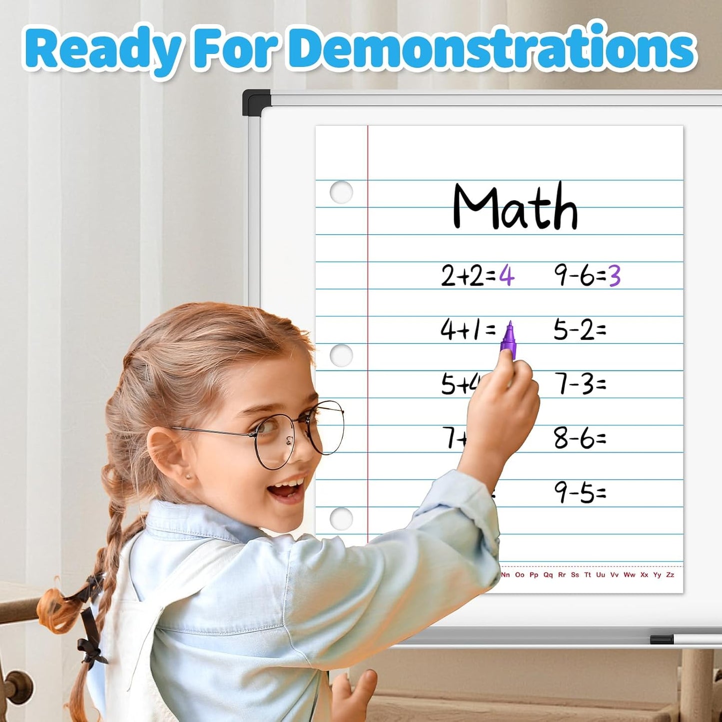 Giant Magnetic Notebook Paper,Dry Erase Handwriting Lined White Board Paper Teaching Supplies Chart Paper for Teacher Essentials Homeschool Elementary Classroom Must Haves, 21.7”x 17"