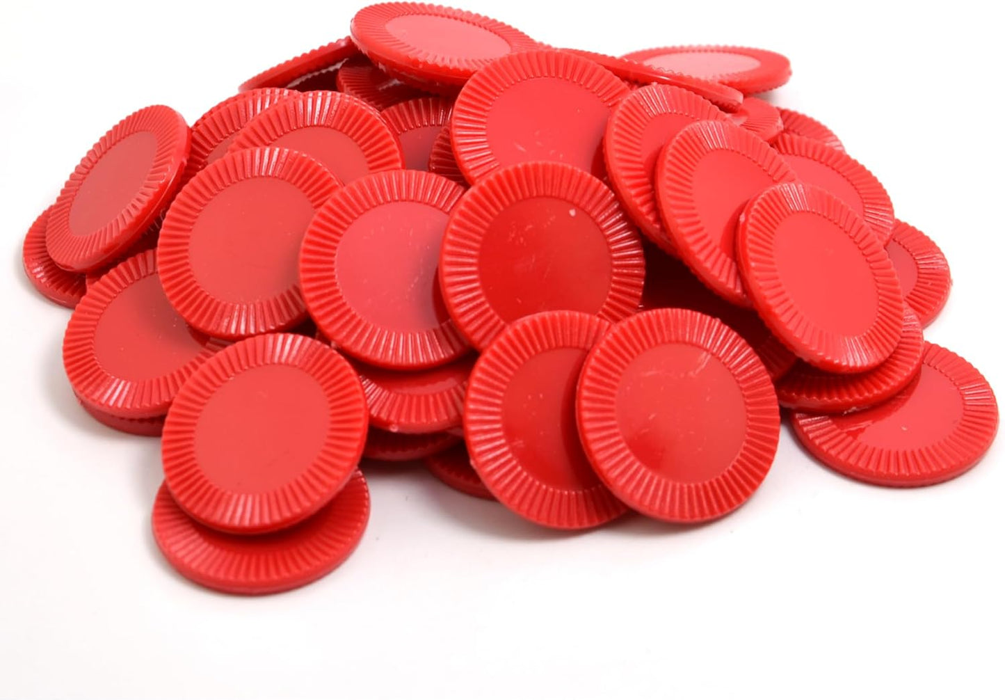 Smartdealspro 64pcs 32mm/1.26 Inch Opaque Plastic Learning Counters Disks Mini Poker Chips Game Tokens with Storage Box (Red)
