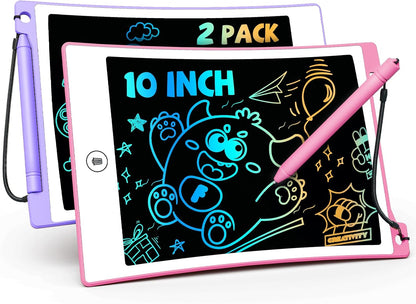 TEKFUN Kids Toys, 2Pcs LCD Writing Tablet with 4 Stylus, 8.5in Erasable Doodle Board Mess Free Drawing Pad for Kids, Car Trip Educational Toys Birthday for 3 4 5 6 7 Girls Boys