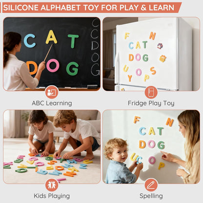 Silicone Alphabet Magnetic Letters, 30PCS Alphabet Magnets Toys ABC Letter Puzzles Preschool Educational Learning Toys Gifts for Girls Boys Toddlers Kids