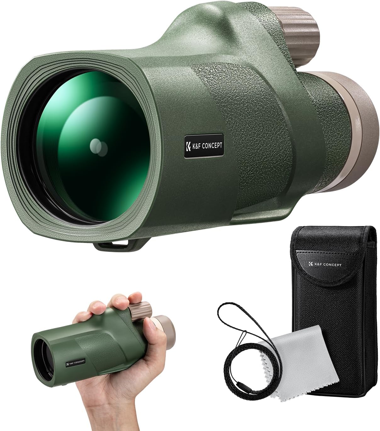 K&F Concept 8-32X50 Zoom Monocular - High Power Dual Focus Prism Compact Monoculars for Kids Adults, with Phone Adapter, Low Light Night Vision, FMC Lens for Bird Watching Hunting Travel Camping Starg