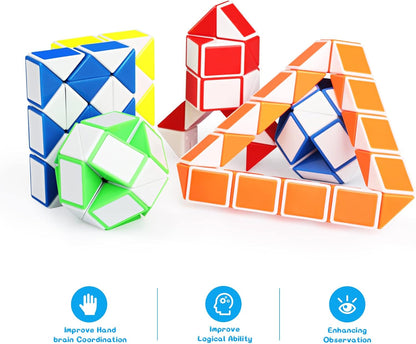 Ganowo Fidget Snake Cube Mini Twist Puzzle(12PACK) -Party Favors, Goody Bag Filler,Carnival Prizes,Classroom Rewards,School,Birthday Gift-Easter Egg Fillers for Kid Brain Teasers Speed Cube