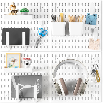 Pegboard Organizer Kit with 20 Accessories, Modular Hanging - 4 Pegboards & Tools for Kitchen, Home, Office - Wall Pegboard Organizer for Tools, and More - Peg Board Combination