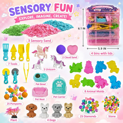 Dino & Ocean Sensory Bin, Dino & Ocean Sensory Toys with Play Sand for Toddlers Boys and Girls,Kids Toys Gift Sand Box for Age 3 4 5 6 7 8
