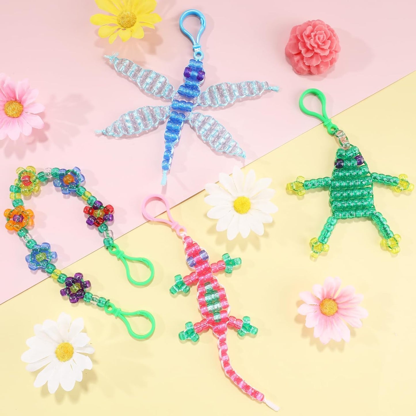 1720+pcs Pony Beads Kit 1830pcs 6 Style Letter Alphabet Beads Rainbow Plastic Pony Bead Bulk Multicolor Kandi Bead Elastic String DIY Crafts Jewelry Making Kit for Bracelets Necklaces