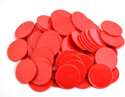 Smartdealspro 100pcs 32mm/1.26 Inch Opaque Plastic Learning Counters Disks Mini Poker Chips Game Tokens with Storage Box (Red)