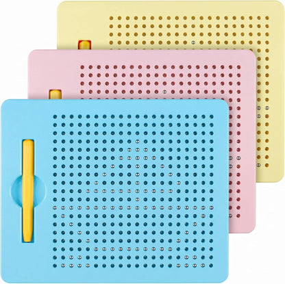Yexiya 3 Pcs Magnetic Drawing Board for Kids, Toddler Travel Drawing Kit Magnet Sketch Thread Board with Stylus Pen and Beads Toy for Child Quiet Time Activities (7 x 8.5 Inches,Blue)