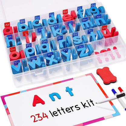 Magnetic Letters 234Pcs with Magnetic Board and Storage Box - Foam Alphabet Letters for Kids Spelling and Learning
