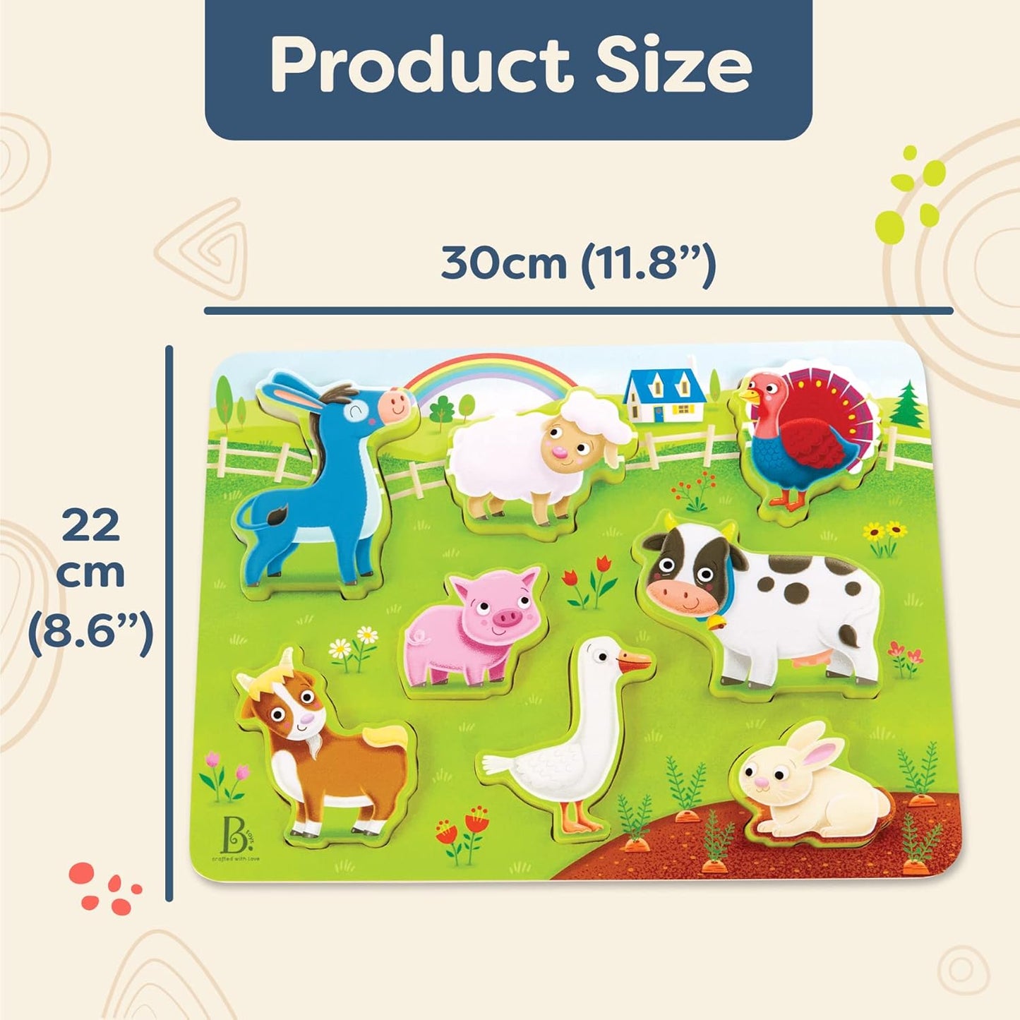 B. toys – Peek & Explore – School BusChunky Puzzle for Toddlers,Educational & Developmental Toys for Kids – 2+ Years