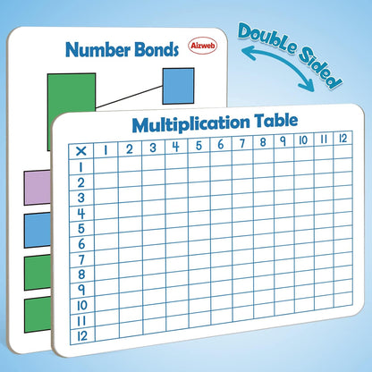 Aizweb 12 Pack Dry Erase Board Card,9" x 12" Small Whiteboard Number Line 120 Numbers Chart Ten Frame,Math Manipulatives Addition Subtraction Game for Student Classroom Must Haves Teacher Supplies