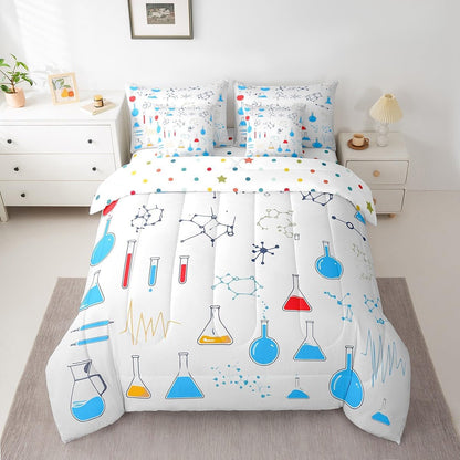 Erosebridal Chemical Equation Bed in a Bag Queen Comforter Set 7 Piece,Chemistry Bedding Sets Science Students Learning Gift Sheet Set with Comforter,Molecular Formula Education Bed Set - Colors A