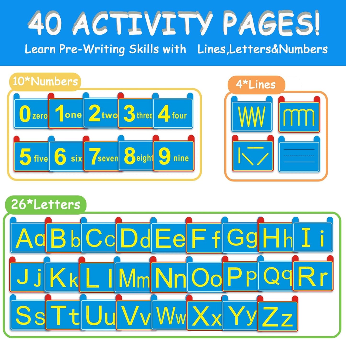 Preschool Sensory Learning Activities for Kids: Reusable Letters & Numbers Tracing Pad for Kids Ages 3-5 - ABC Handwriting Practice Sensory Toys for Preschool Kindergarten Toddlers 3 4 5 Years Old