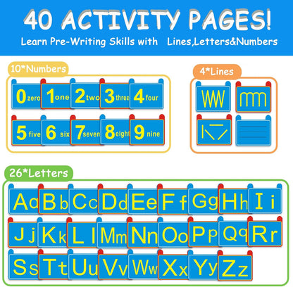 Preschool Sensory Learning Activities for Kids: Reusable Letters & Numbers Tracing Pad for Kids Ages 3-5 - ABC Handwriting Practice Sensory Toys for Preschool Kindergarten Toddlers 3 4 5 Years Old