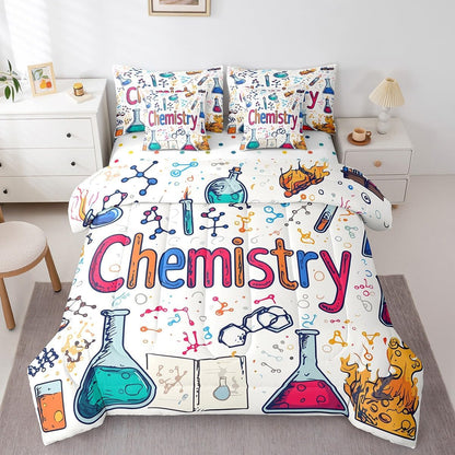 Erosebridal Chemical Equation Bed in a Bag Queen Comforter Set 7 Piece,Chemistry Bedding Sets Science Students Learning Gift Sheet Set with Comforter,Molecular Formula Education Bed Set - Colors A