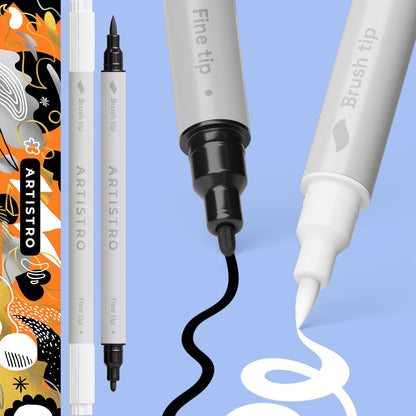 ARTISTRO 2 Gold & Silver Dual-Tip Acrylic Paint Pens - Multisurface Markers for Glass, Rock, Fabric, Wood, Plastic & More - 5mm Dot + 1mm Fine Tips