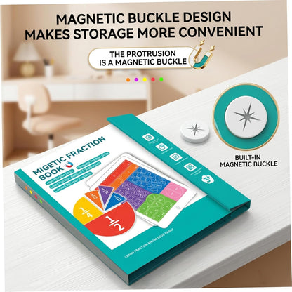 Magnetic Fraction Playbook with Bar & Circles Pieces – Hands-On Math Manipulatives Learning Toy for Kids