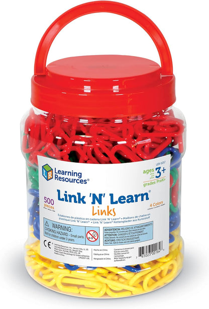 Learning Resources Link 'N' Learn Links - 500 Pieces, Ages 3+, Preschool Supplies, Toddler Toys, Math Manipulatives