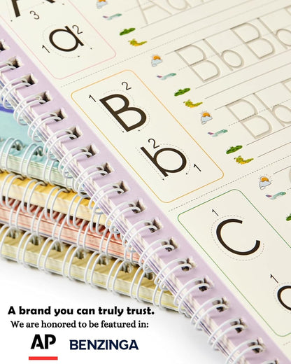 Large Magic Handwriting Practice Workbooks, Reusable Grooved Handwriting Practice for Kids 3-8, Toddler Writing Practice, Math Calligraphy, Letter Tracing, for Kindergarten Preschool, The Fun Kit