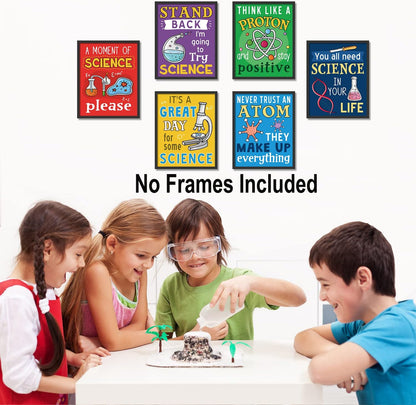 KAIRNE Science Classroom Posters,Positive Chemistry Poster Set of 8(8x10inch,unframed) Experiment Wall Art Positive Canvas Painting for Laboratory Kids Playroom Bedroom Classroom Bulletin Board Decor