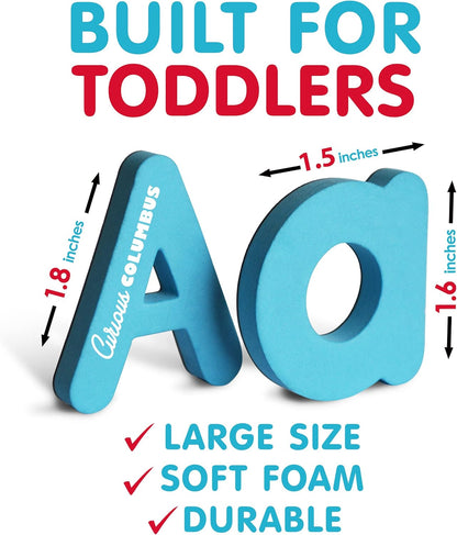 Curious Columbus Magnetic Letters and Numbers for Toddlers. Foam Alphabet Fridge Magnets and Numbers for Kid Learning. 123 ABC Toddler Magnets for Refrigerator
