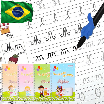 4 Magic Tracing Practice Books – Grooved Handwriting Arabic Copybooks for Kids, Reusable Writing Practice Workbooks Without Tears, Disappearing Ink for Toddlers Preschool Learn (Arabic)
