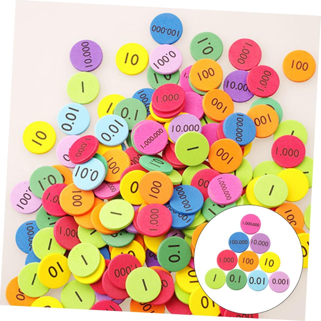 300Pcs Eva Foam Place Value Disks Non Slip Math Discs for Counting Learning Educational Manipulatives for Teachers