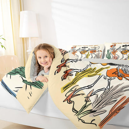 Erosebridal Drum Kit 3D Print Kids Comforter Sets Rock Music Themed Full Bedding Set for Boys Girls Musical Pattern Comforter Set,Colorful Retro Style Quilt Duvet 3 Pcs