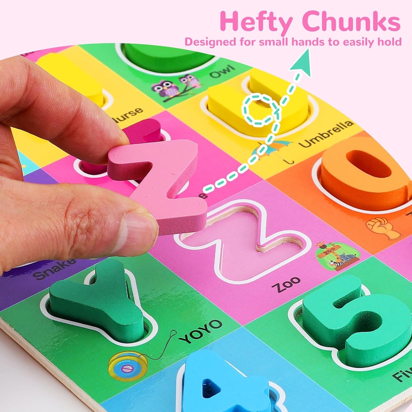 Alphabet Wooden Puzzles for Toddlers 3-5, Pack of 3 ABC, Number and Shape Puzzle, Preschool Educational Learning Toys with Puzzle Board & Letter Blocks for Girls Boys Ages 3 4 5 Years Old