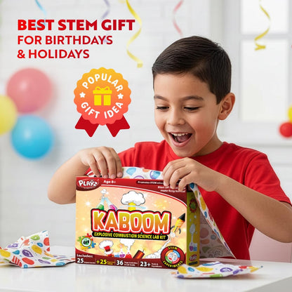 Playz Kaboom! 50+ Explosive Science Experiments Kit for Kids Age 8-12 with 25 Playz Lab Token Experiments - Chemistry Set STEM Learning & Educational Toys & Gifts for Boys, Girls, Teenagers & Kids