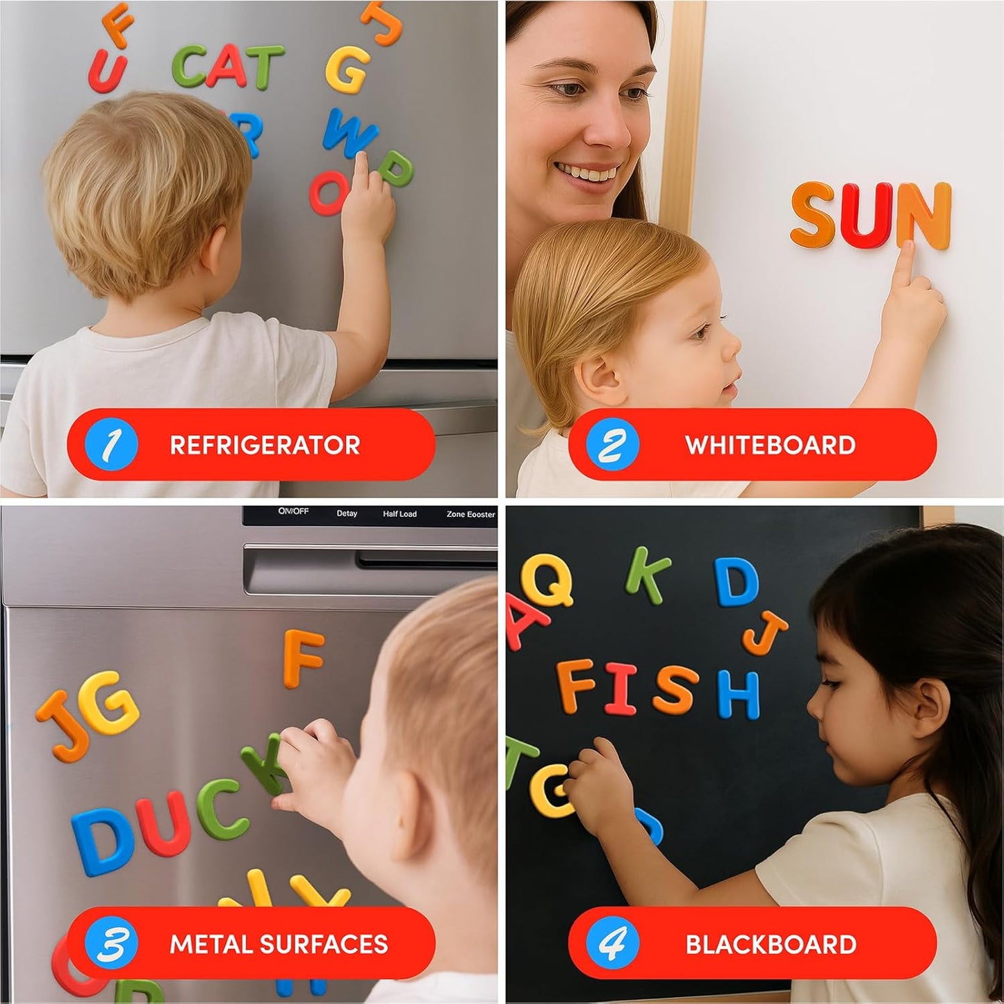 JoyCat Silicone Alphabet Magnetic Letters, 26 Uppercase ABC Fridge Magnets for Kids 3+, Preschool Learning Refrigerator Toy Set, Birthday Gifts for Boys Girls (Muted Color)