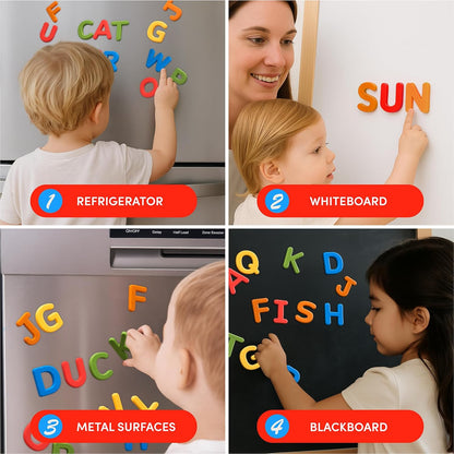JoyCat Silicone Alphabet Magnetic Letters, 26 Uppercase ABC Fridge Magnets for Kids 3+, Preschool Learning Refrigerator Toy Set, Birthday Gifts for Boys Girls (Muted Color)