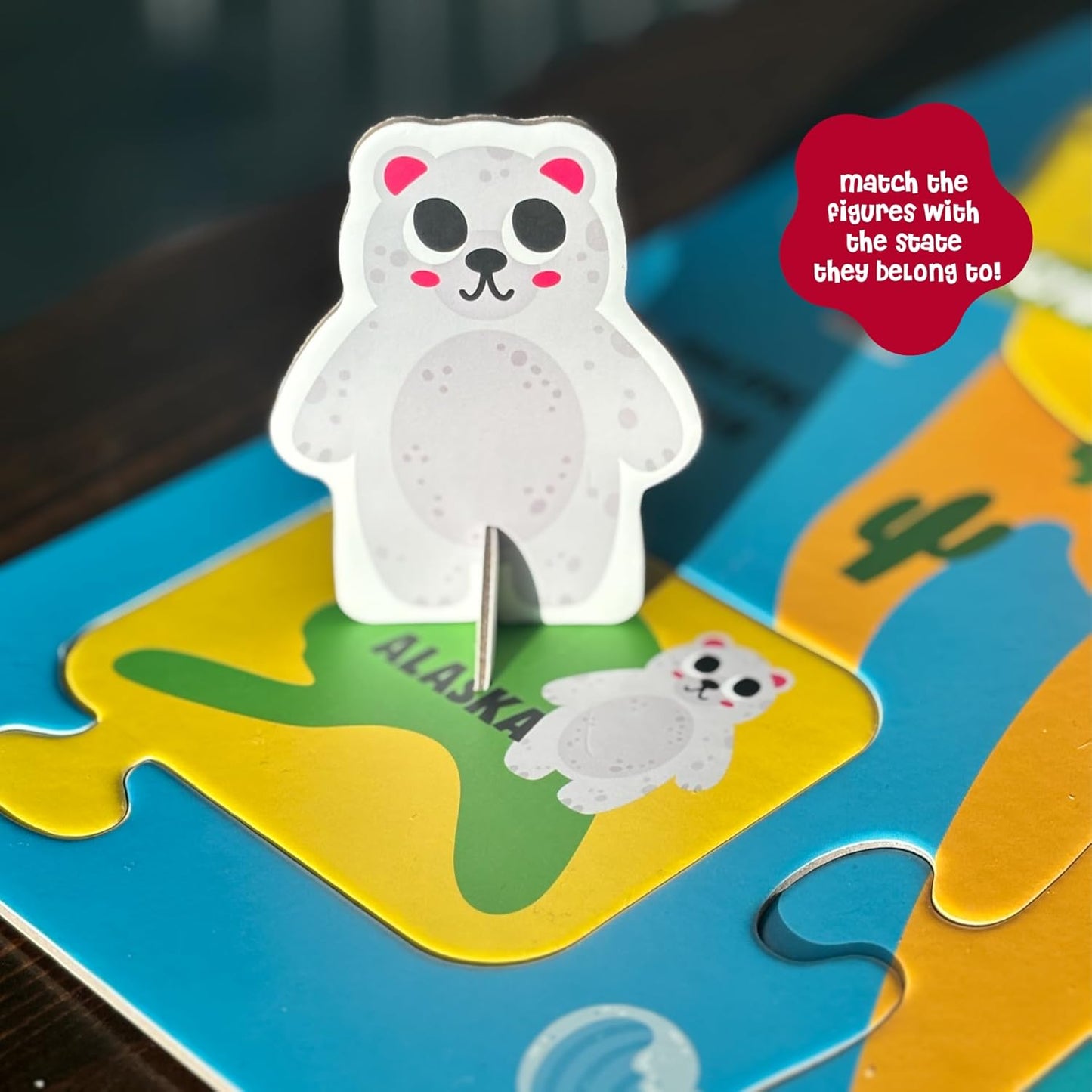 Dinomini Giant World Map Puzzle for Kids - with Interactive Standing Figures - Floor Puzzles for Kids Ages 3-5 - Preschool Learning Activities - Learning & Educational Toys