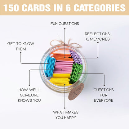Conversation Cards for Kids In Jar, 150 Cards, Connect, Build Social Emotional Learning Skills, Mental Health Decor for School, Counseling Decor, Back to School Supplies