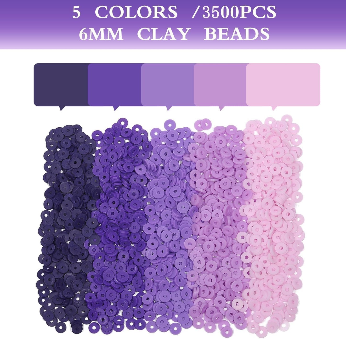 3500pcs Pink Clay Beads for Bracelets Making Kit, 6mm Heishi Polymer Flat Round Disc Clay Beads for Jewelry Making Pink