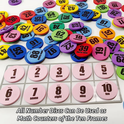 123 Pieces Jumbo Magnetic Color-Coded Large-Sized Numbers Math Counter & Ten Frame Set, Number Sense Aid Classroom Must-Have Math Manipulatives with 100 Numbers, Math Signs, Ten-Frames & Magnet Boards