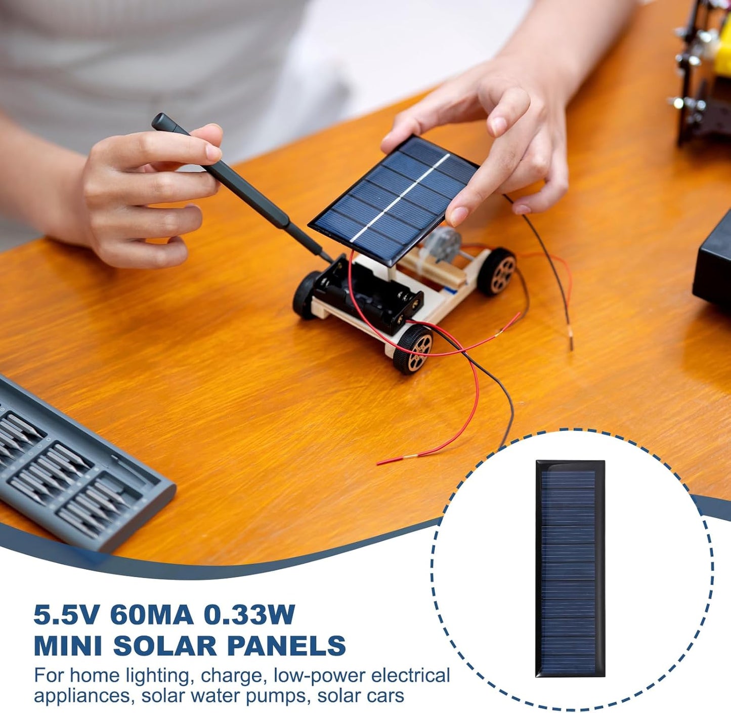 MECCANIXITY 8PCS 1.5V 0.09W 0.06A Mini Solar Panels for Solar Power, Small Solar Photovoltaic Cells Charge DIY Electric Toy Materials Solar System Kits, 1.18" x 1.18"