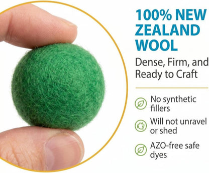 Glaciart One Felt Pom Poms, Wool Balls (240 Pieces) 1.5 cm – 0.6 Inch, Handmade Felted 40 Color (Red, Pink, Blue, Orange, Yellow, Gray, Black, Pastel and More) Bulk Small Puff for Felting and Garland