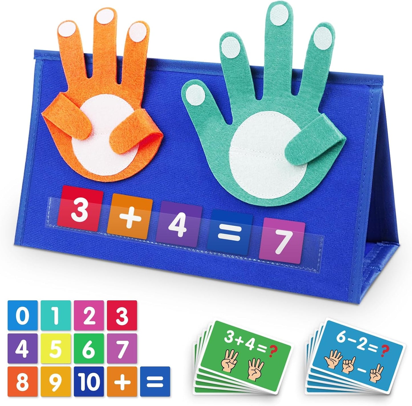 Auchq Preschool Learning Toys for Toddlers 3 4 5 Years Old, Montessori Educational Math Manipulates Number Counting Blocks for Kids, Finger Counting Math Desktop Toy for Boys Girls Birthday Gifts.