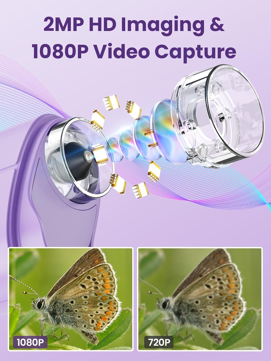 Microscope for Kids, 2.4 Inch Digital Microscope with 1000X Magnification, Handheld Camera Mini Pocket Magnifying Glass, Educational Birthday Gifts Toys for Ages 3+, Blue
