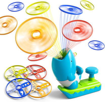 WATUDOU 12 PCS Flying Disc Launcher Outdoor Indoor Game Toys Gifts for 3 4 5 6 7 Year Old Boys Kids, Outdoor Outside Game Toys for Boys Girls Ages 3-5 4-8, Ideal 3 4 5 6 Year Old Birthday Gifts
