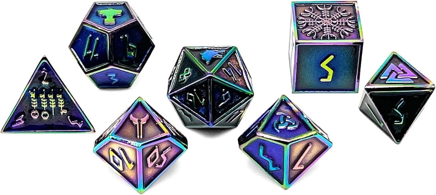 Norse Foundry Set of 7 Banshee Wail Norse Series Full Metal Polyhedral Dice RPG Math Games DND Pathfinder
