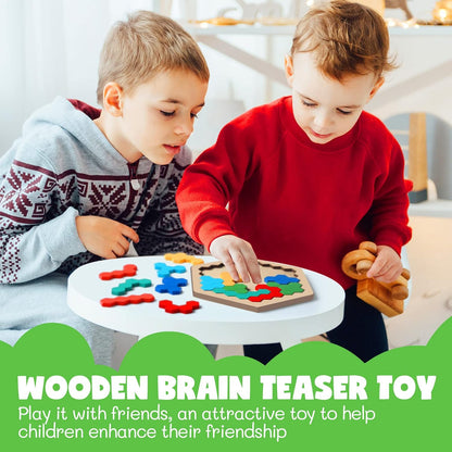 Yunsailing 3 Pack Large Hexagon Tangram Puzzle Wooden Brain Puzzles for Adult Challenge Wood Russian Blocks Brain Teasers Geometric Jigsaw Block Logic Iq Stem Family Graduation Gifts(Vintage)