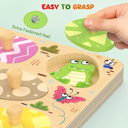 Zeoddler Wooden Puzzles for Toddlers, 8 Pcs Dinosaur Matching Egg Puzzle, Montessori Toys for Boy Girl Easter Birthday Gifts, Preschool Learning Activities & Educational Toys for Boys, Girls