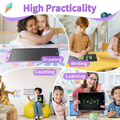 [2 Pack] Genialba LCD Writing Tablet 12-Inch Colorful Doodle Board, Toddler Learning Educational Toys Gifts for 3-8 Years Old Girls and Boys, Electronic Drawing Pad for Kids (Pink&Blue)