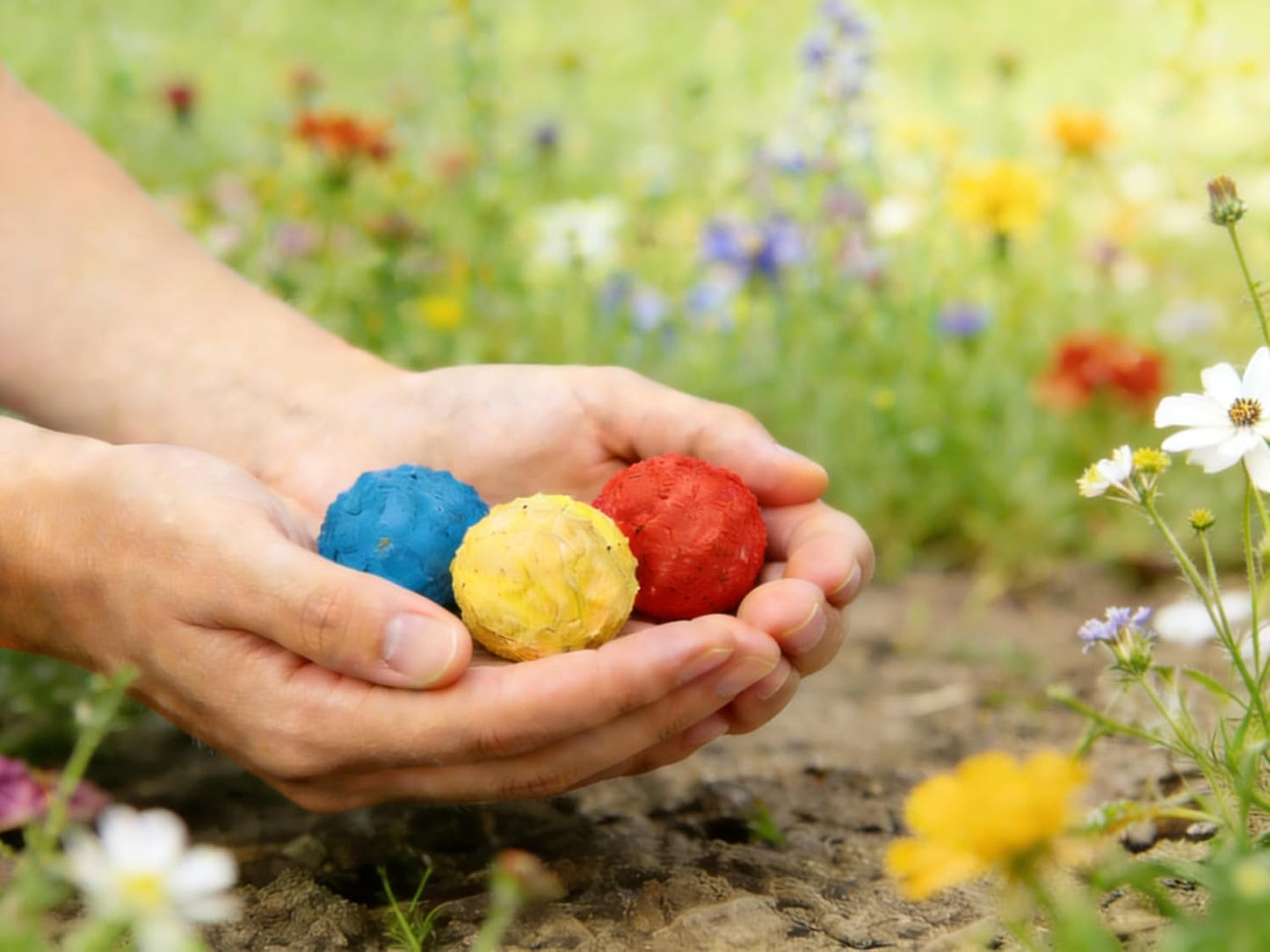 6Pack Colorful Wildflower Seed Ball Plantable Paper Favors, Easter Basket Essentials - Handmade Non-GMO, Gardening Gift for Beginner, Kids & Adults