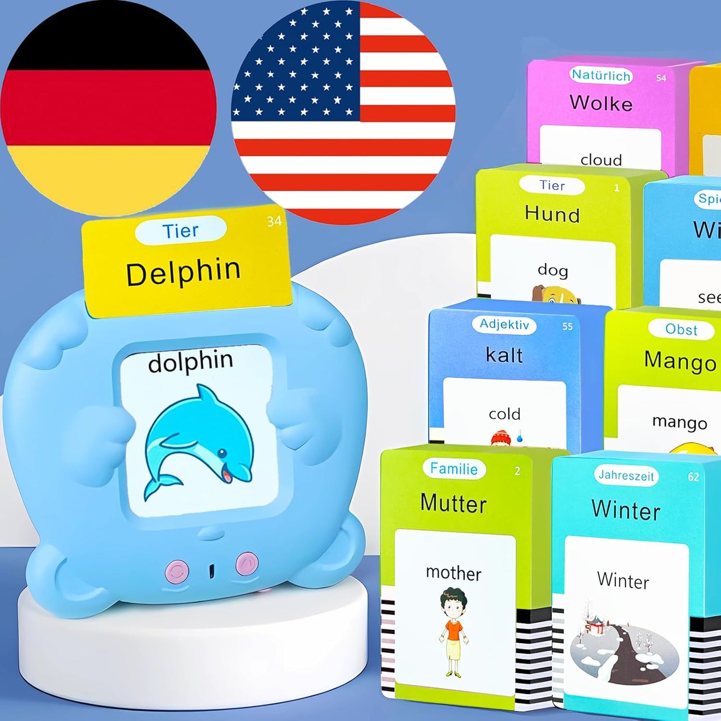 Bilingual English Flash Cards - Korean Talking Flash Cards, 510 Sight Words 31 Themes, Pocket Speech for Toddlers 3-12, Autism Sensory Toys, Preschool Learning Activity (Korean, Pink)