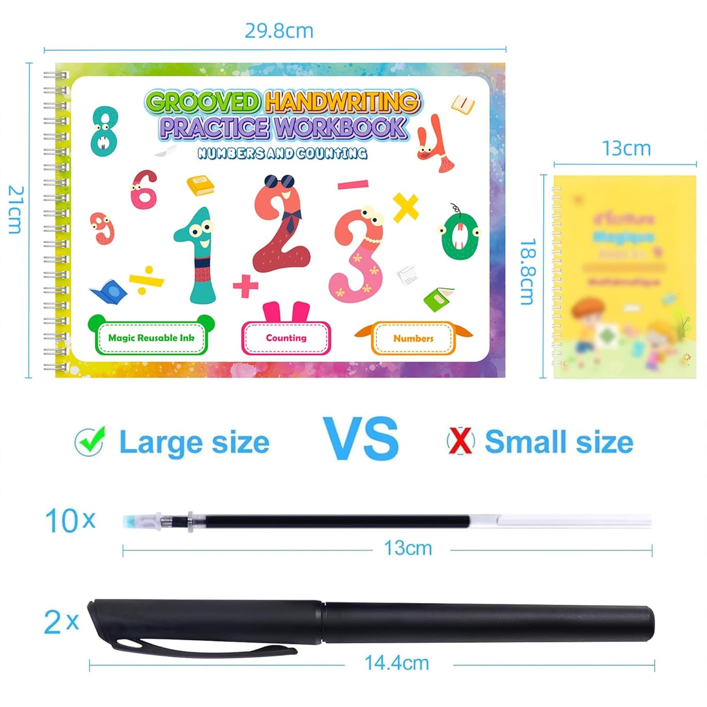 Magic Practice Copybook, Reusable Writing Practice Book, for Preschool Kids Age 3-8 Calligraphy (4 Books with Pens)