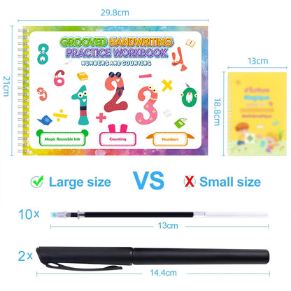 Magic Practice Copybook, Reusable Writing Practice Book, for Preschool Kids Age 3-8 Calligraphy (4 Books with Pens)