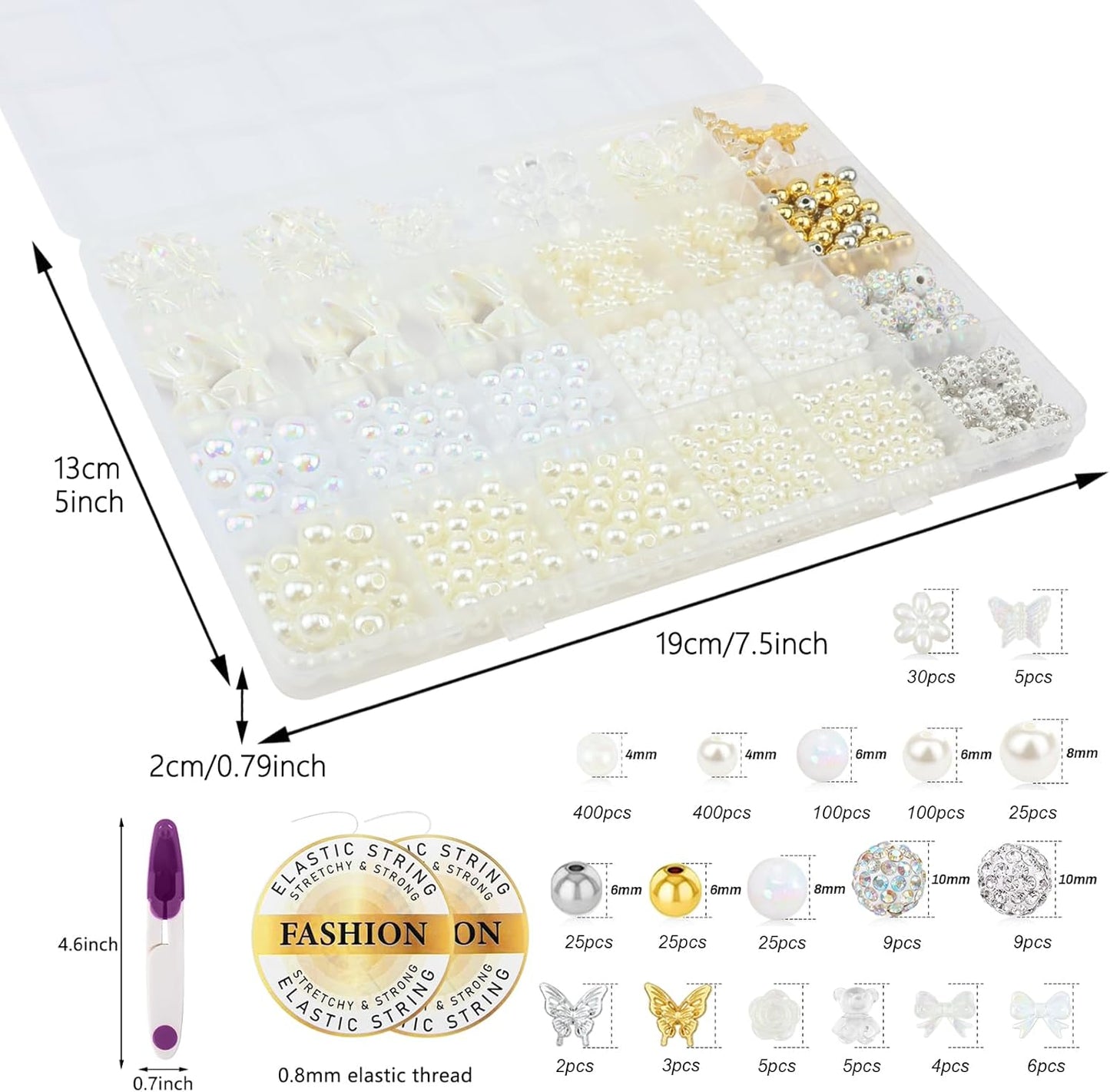 Hpebl 2136PCS Beads for Bracelets Pearl Bracelet Making Kit Friendship Bracelet Kits Bracelet Bead Kits Small Pearl Bead and Gold Beads Beading Kit for Bracelets Jewelry Making Kit